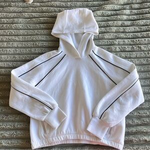 Abercrombie & Fitch Cropped Hoodie Sweatshirt- White & Black- XXS
